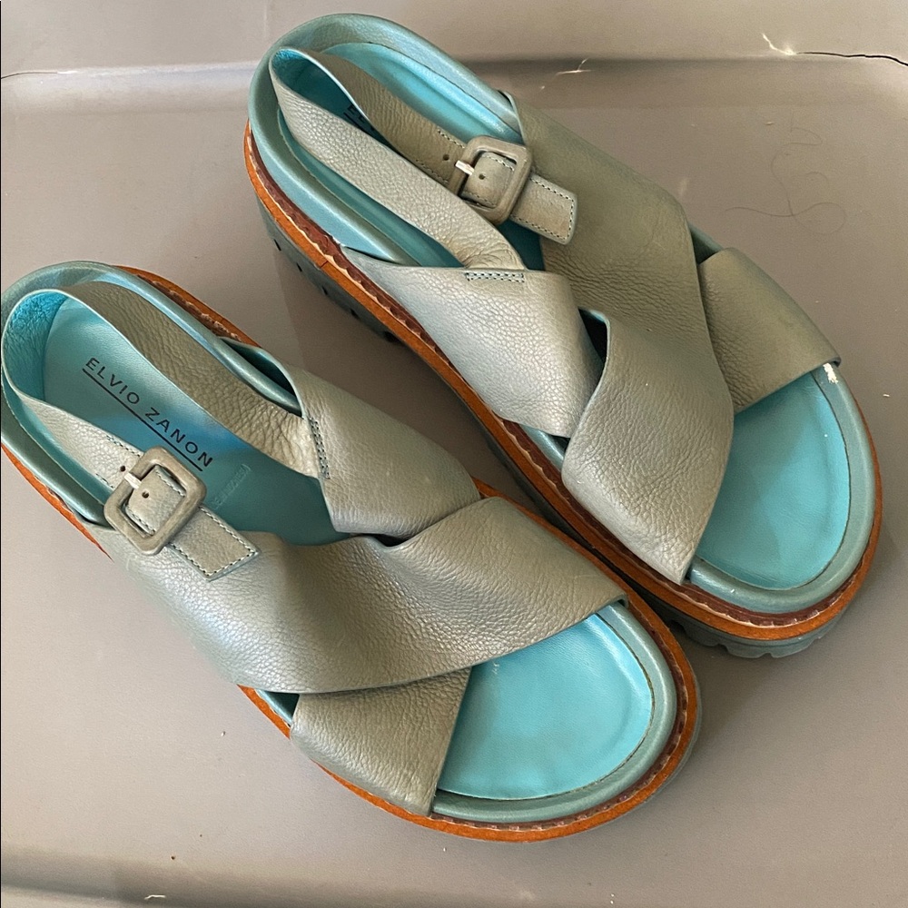 Anthropologie Elvio Zanon Lug Sole Cross Strap Platform sandals 40